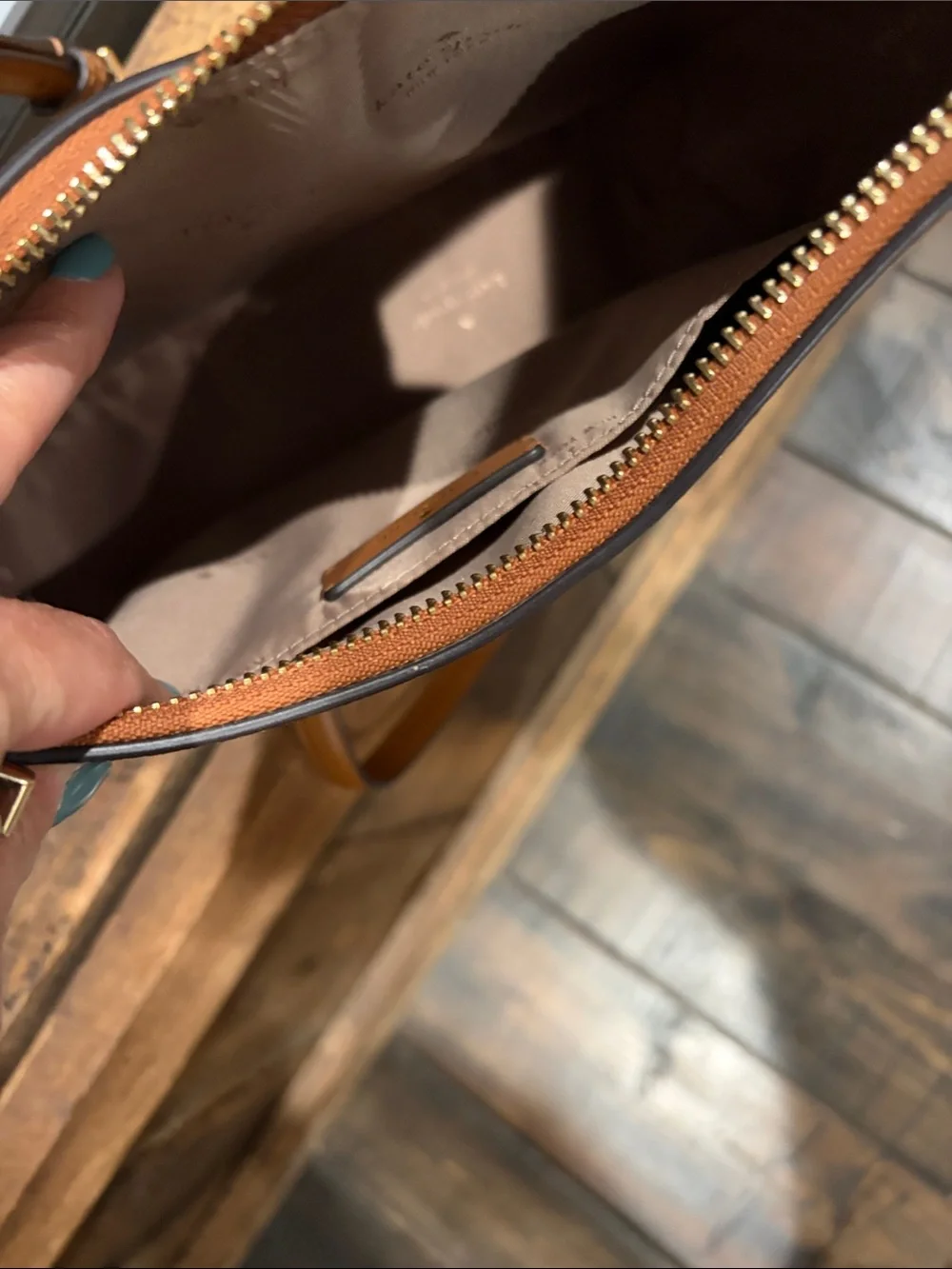 kate spade Tan Saffiano Leather Crossbody Shoulder Bag